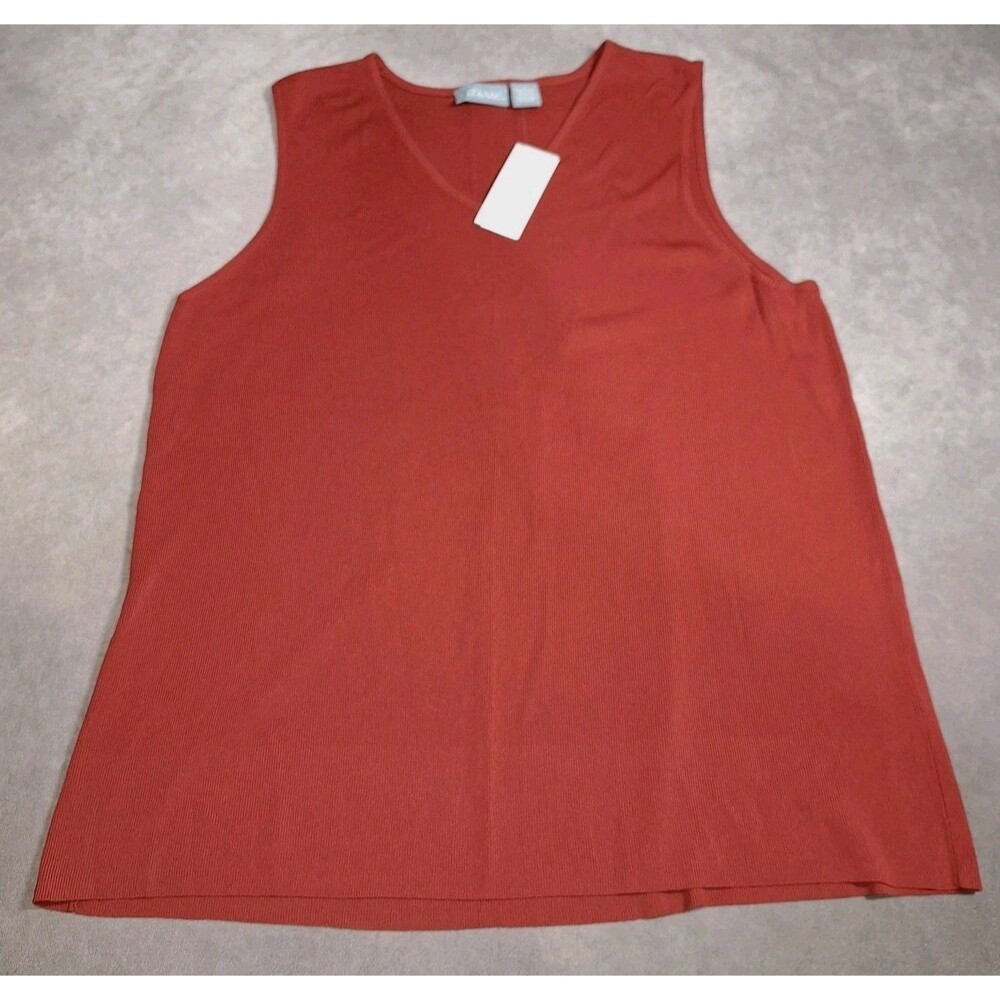 Liz & Me Size 1X Red Ribbed Tank Top Womens Rayon Nylon